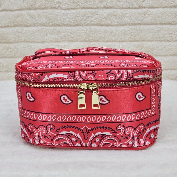 Blue Or Black Bandana Hard Case Make - Up Bag Purse Set of 3 per color - Picture 5 of 16